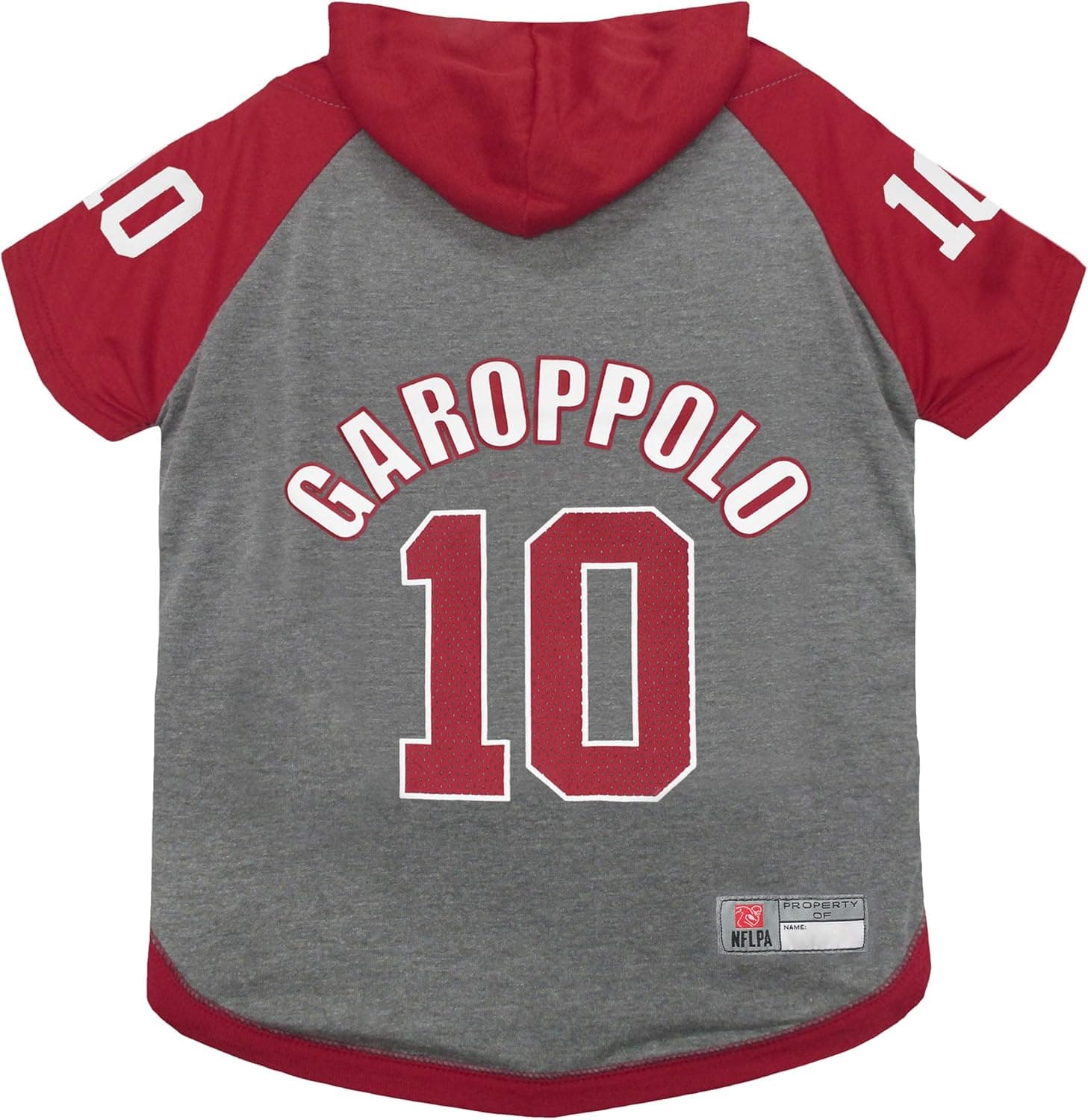 NFLPA JIMMY GAROPPOLO HOODIE for DOGS & CATS. NFL SAN FRANCISCO 49ERS Dog T-Shirt, X-Small | Sports HOODY Tee Shirt for Pets | Licensed Sporty Dog Shirt.