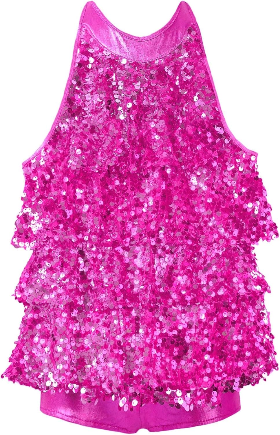 Moggemol Kids Girls Shiny Sequins Jazz Latin Dance Dress Leotard Salsa Rumba Dance Performance Costume