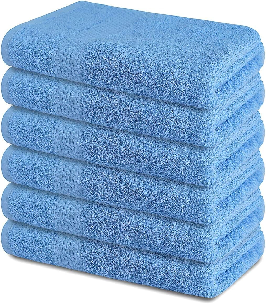 SOFTILE COLLECTION Bath Towels Set (24x48inches) Pack of 6 - Ultra Soft 100% Cotton Large Bath Towel - Highly Absorbent Daily Usage Bath Towel Ideal for Pool Home Gym Spa Hotel- (Blue)