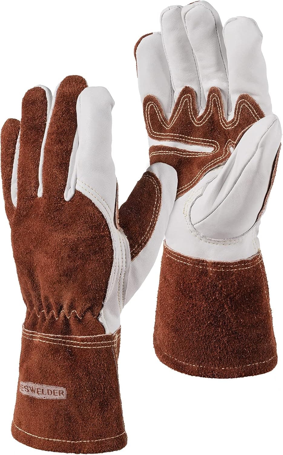 YESWELDER 12 Inches 482℉ Grain Leather TIG Specific Welding Gloves Heat/Fire Resistant Gloves for Welder, Goatskin Mitts for Stick/TIG Welding/Grill/Fireplace/Stove/Oven/BBQ(L)