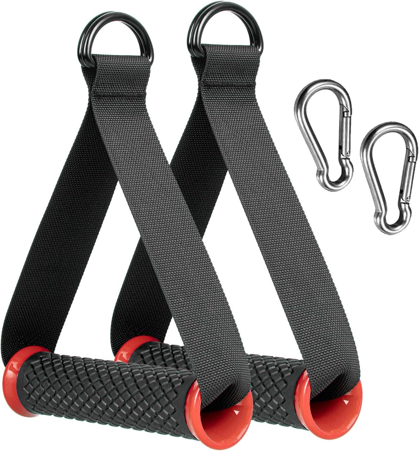 2pcs Heavy Duty Band Handles with Strong Carabiners,Upgraded Resistance Band Handle,Replacement Fitness Equipment for Pilates,Yoga,Strength Trainer (Red)