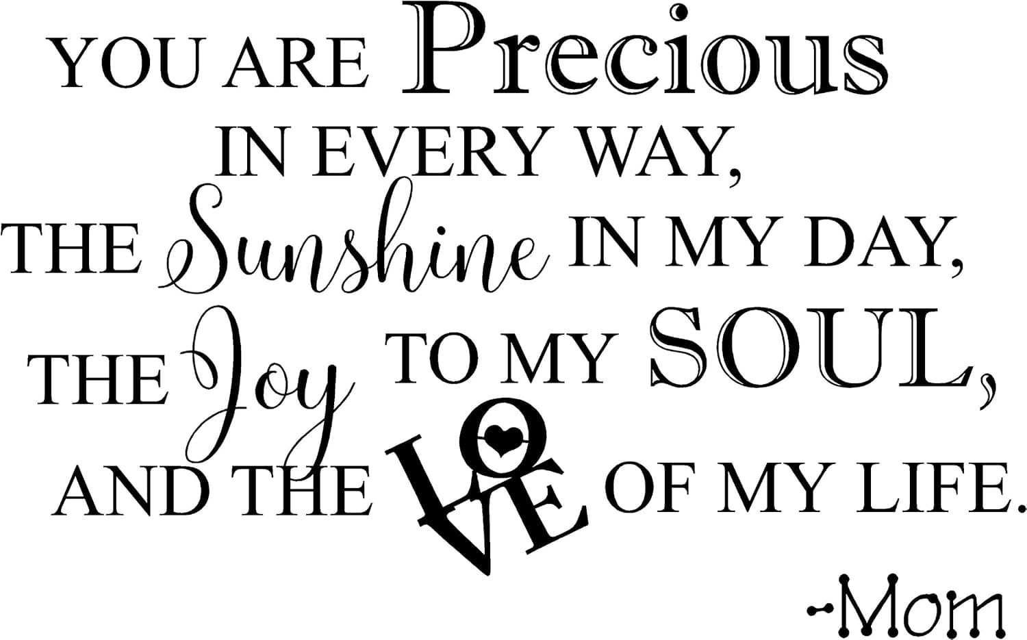 Epic Designs You are Precious in Every Way, The Sunshine in My Day, The Joy in My Soul, and The Love of My Life. Mom Cute Baby Nursery Inspirational Wall Art Sayings