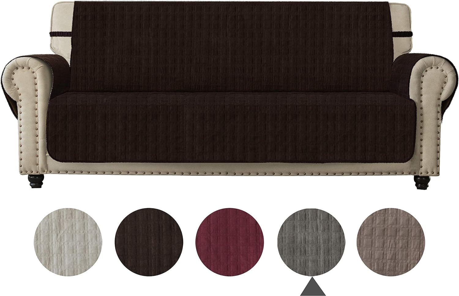 Ameritex Sofa Cover Slip Resistant Sofa Slipcover Protector, Suede-Like, Slip Reducing Backing, Furniture Cover Perfect Couch Cover for Children, Dogs, Pets (Chocolate, XL Sofa)