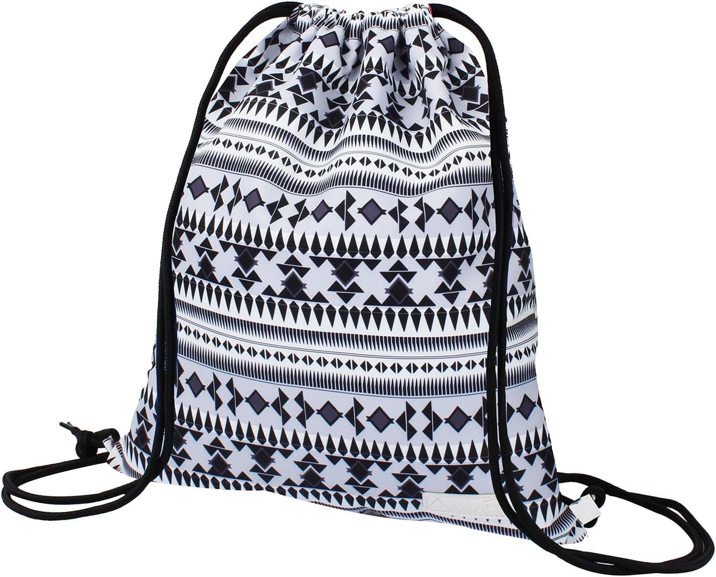Drawstring Backpack String Bag Gym Bag Shoulder Bags with Zipper Pockets for Women Men