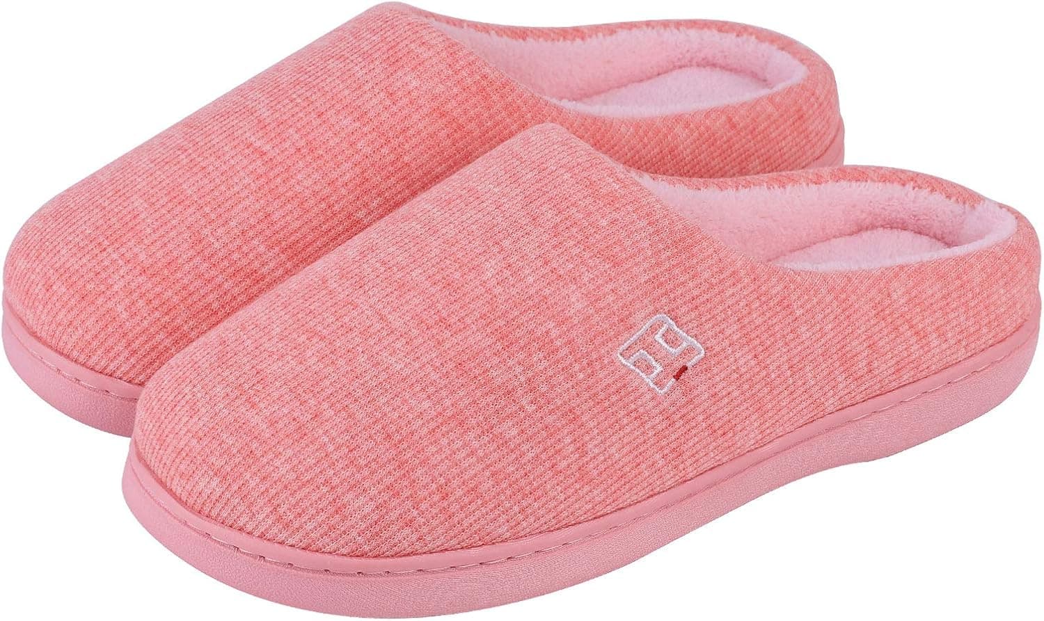 Men's and Women's Classic Memory Foam Plush House Slippers, Autumn Winter Breathable Indoor/Outdoor Shoes 40-41 (US Men's 7-8; Women's 9-10), Peachy Pink