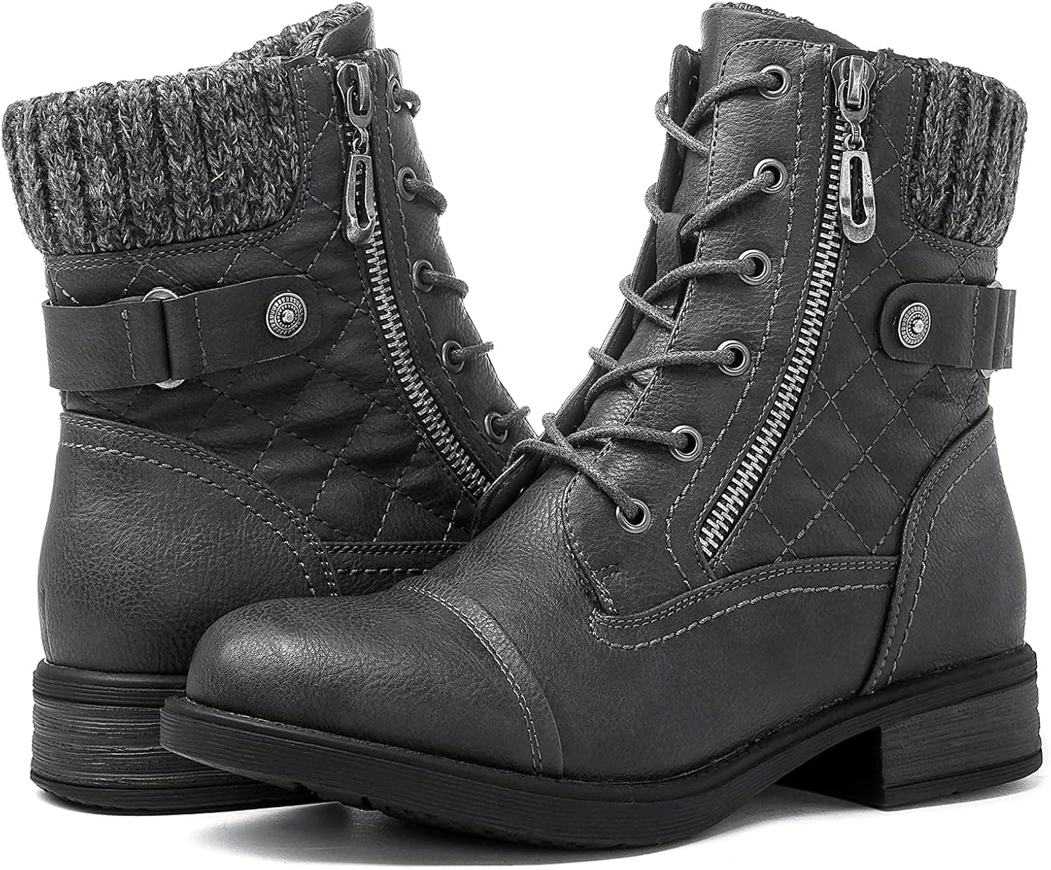 GLOBALWIN Women's Ankle Booties Fashion Combat Boots