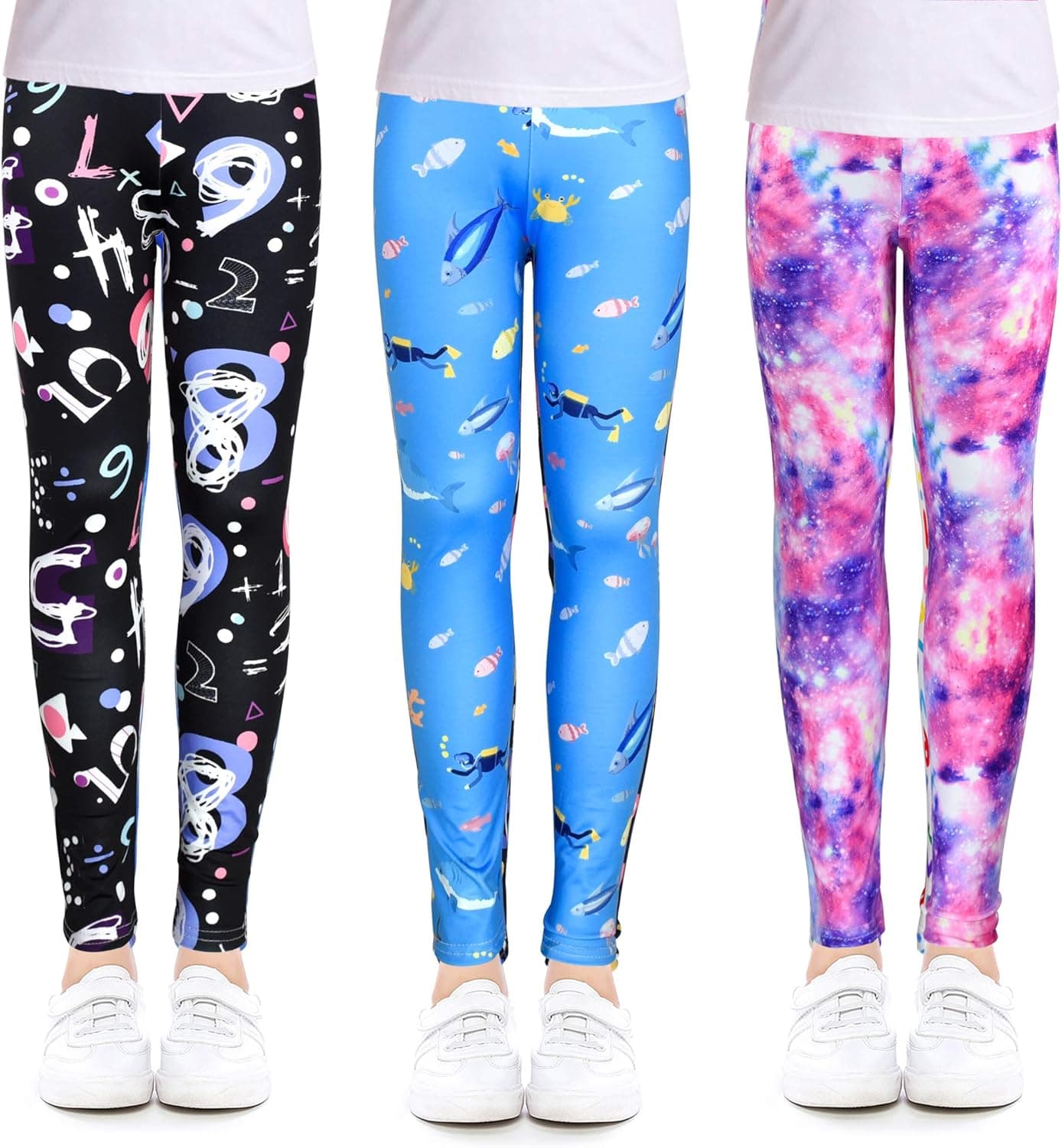slaixiu Girls Leggings Stretchy Kids Pants Classic Printing Flower Pattern