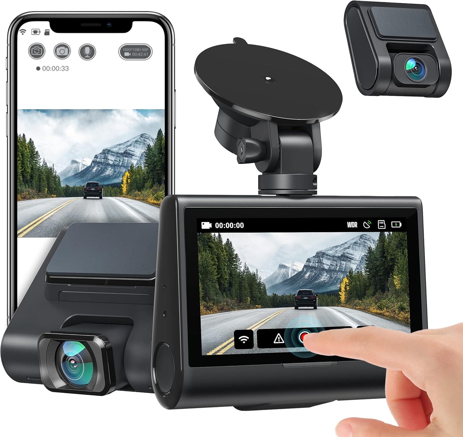 iZEEKER 4K Dual Dash Cam with WiFi GPS, 4K&1080P Dash Cam Front and Rear, 3'' IPS Touch Screen Car Camera with Sony Sensor Super Night Vision, Accident Record, Support 256GB Max