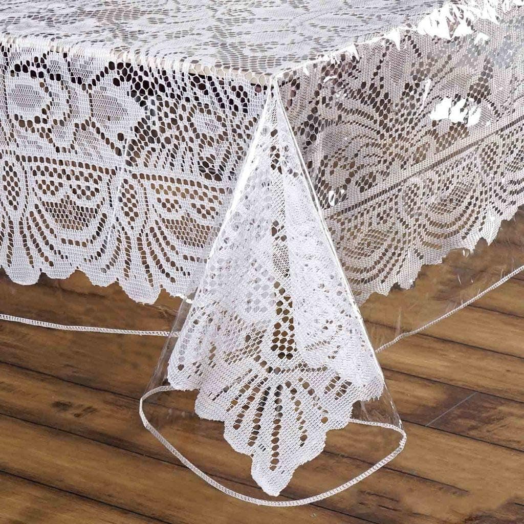 BalsaCircle 54-Inch Clear Square Plastic Vinyl Tablecloth Protector Table Cover Linens Wedding Party Events Decorations Dining