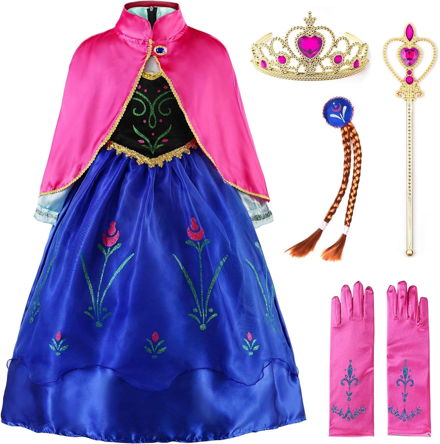 Uhdear Girl's Snow Party Princess Costume Dress Up Play with Accessories