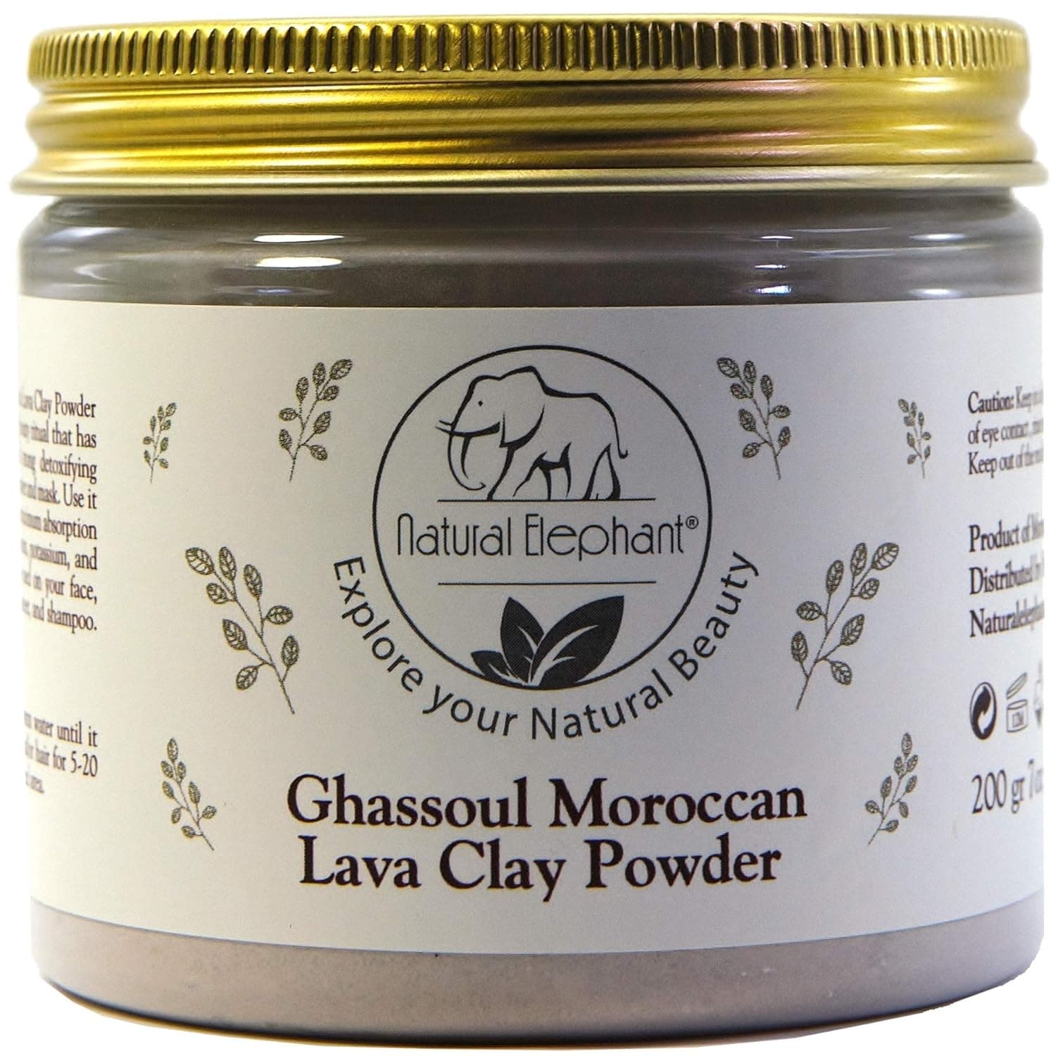 Natural Elephant Ghassoul Moroccan Lava Clay Powder 100% Pure & Natural (200g Jar (7oz))