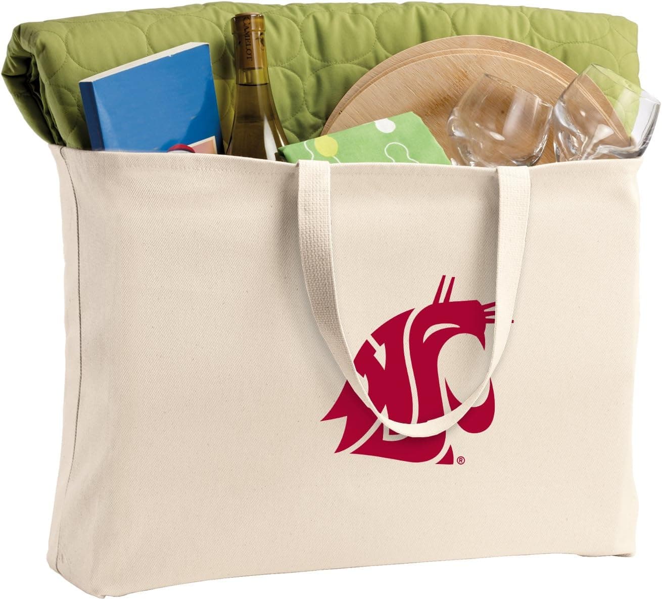 Broad Bay Jumbo Washington State University Tote Bag or Large Canvas Washington State Shopping Bag