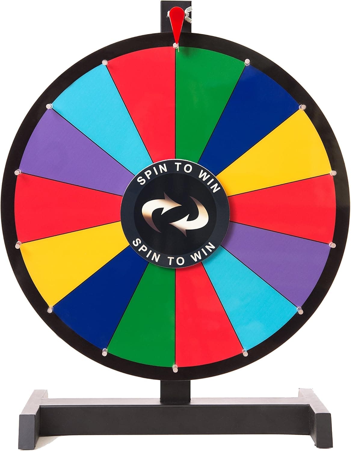 Premium Quality 15" Spinning Mystery Prize Wheel Casino Game. Dry Erase Surface, Marker & Eraser Included, 14 Customizable Slots