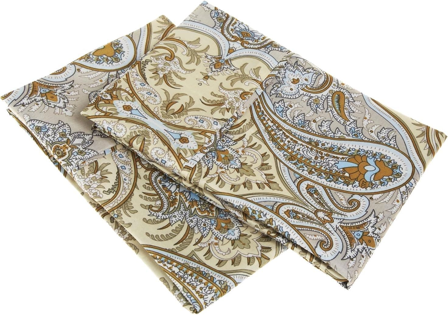 Superior Luxury Paisley Bedding, 100% Brushed Microfiber Pillowcase Set of 2, Silky Soft, Light Weight, and Wrinkle Resistant - King Pillowcases, Ivory