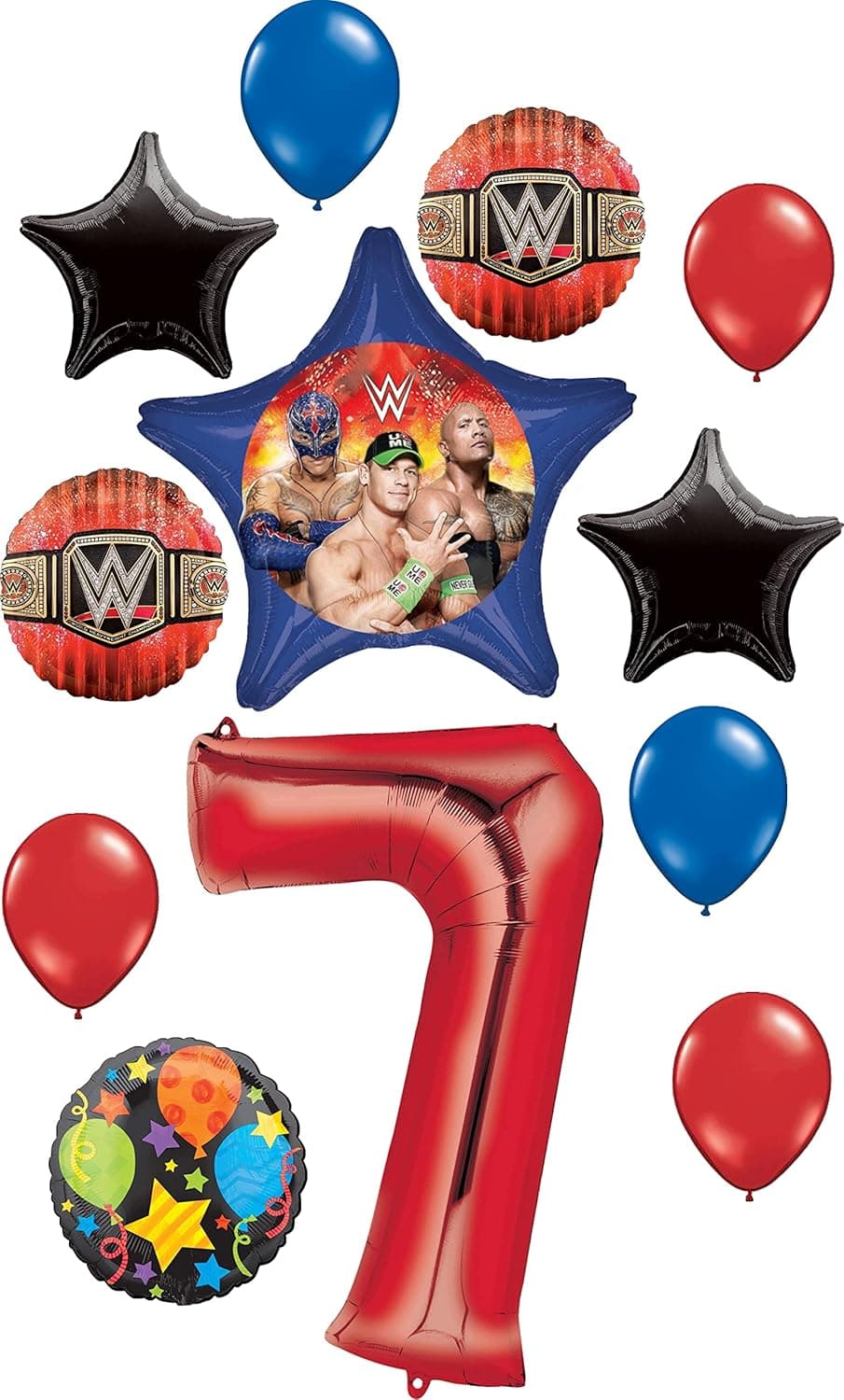 WWE Party Supplies 7th Birthday Balloon Bouquet Decorations