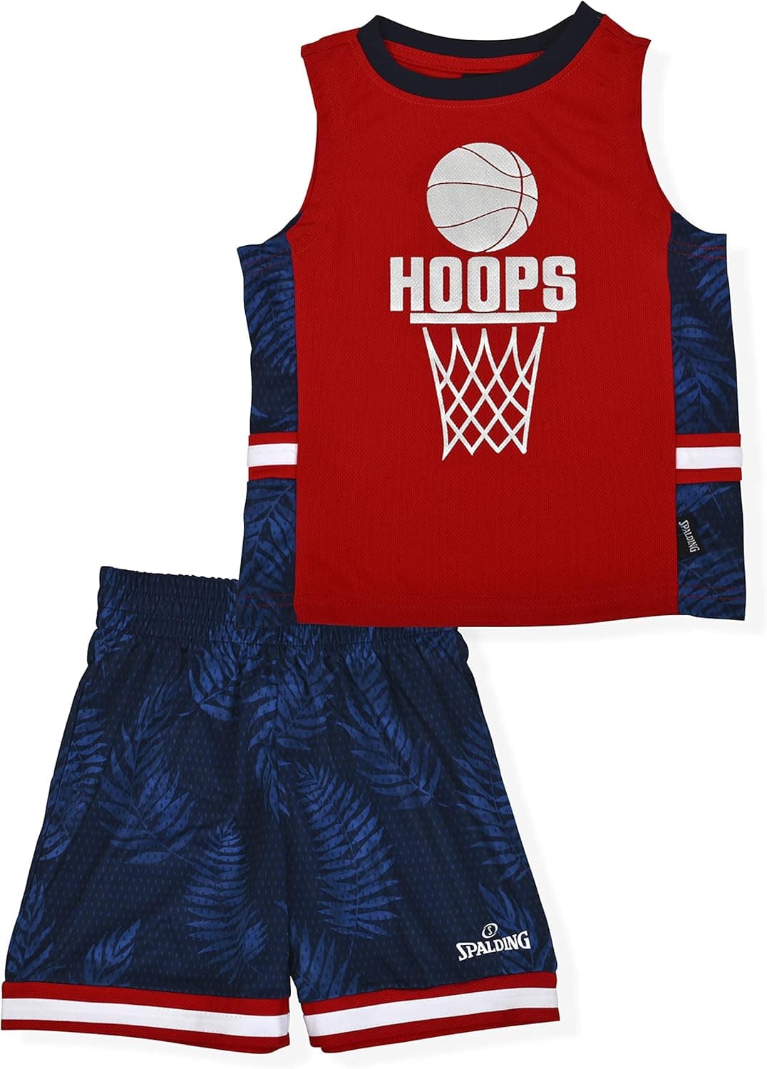 Spalding Boys Athletic Graphic Crewneck T Shirt Short Seeve Top and Shorts Gym Set