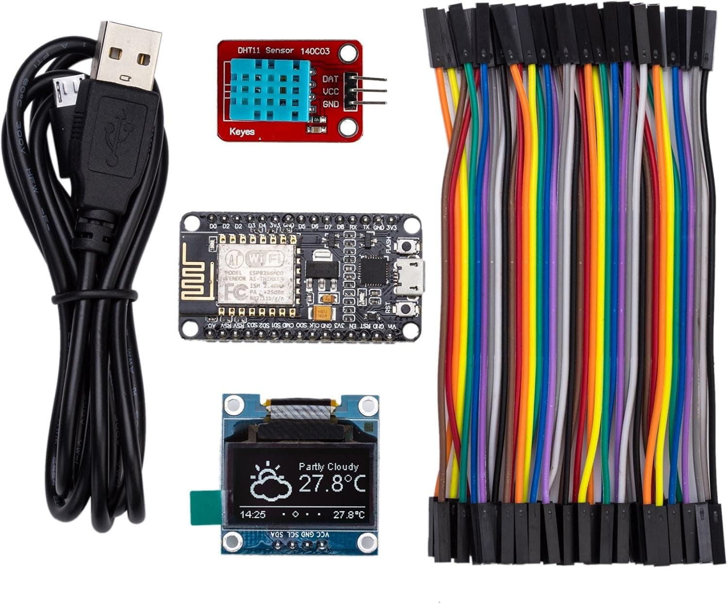 ThingPulse #1 NodeMCU ESP8266 WiFi IoT Starter Kit, Compatible with Arduino, Comprehensive Manual with Exercises
