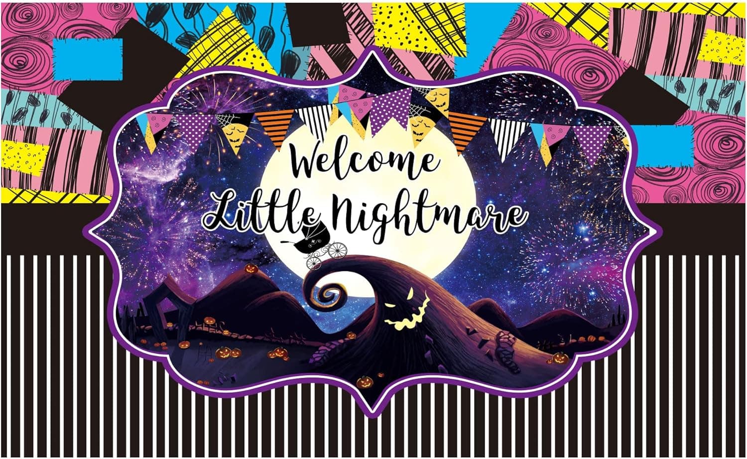 Allenjoy Welcome Little Baby Shower Backdrop for Newborn Girl Boy Halloween Pumpkin Trunk Trick or Treat Oh Baby Birthday Costume Party Supplies Decorations Banner Gifts Favors Background