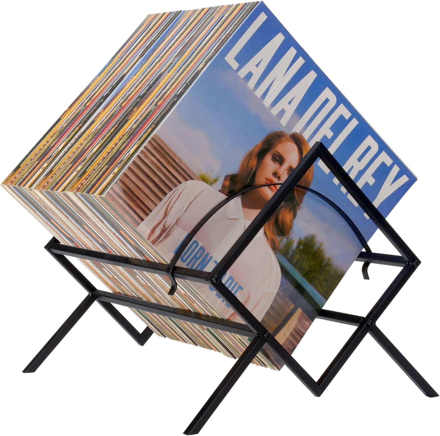 UGAI Vinyl Record Holder - Matte Black Metal - 80-100 LP Storage - Easy, Quick Assembly - Display, Modern High-End Sturdy Design - Protects and Organize Albums - Book, Magazine Perfect Gift