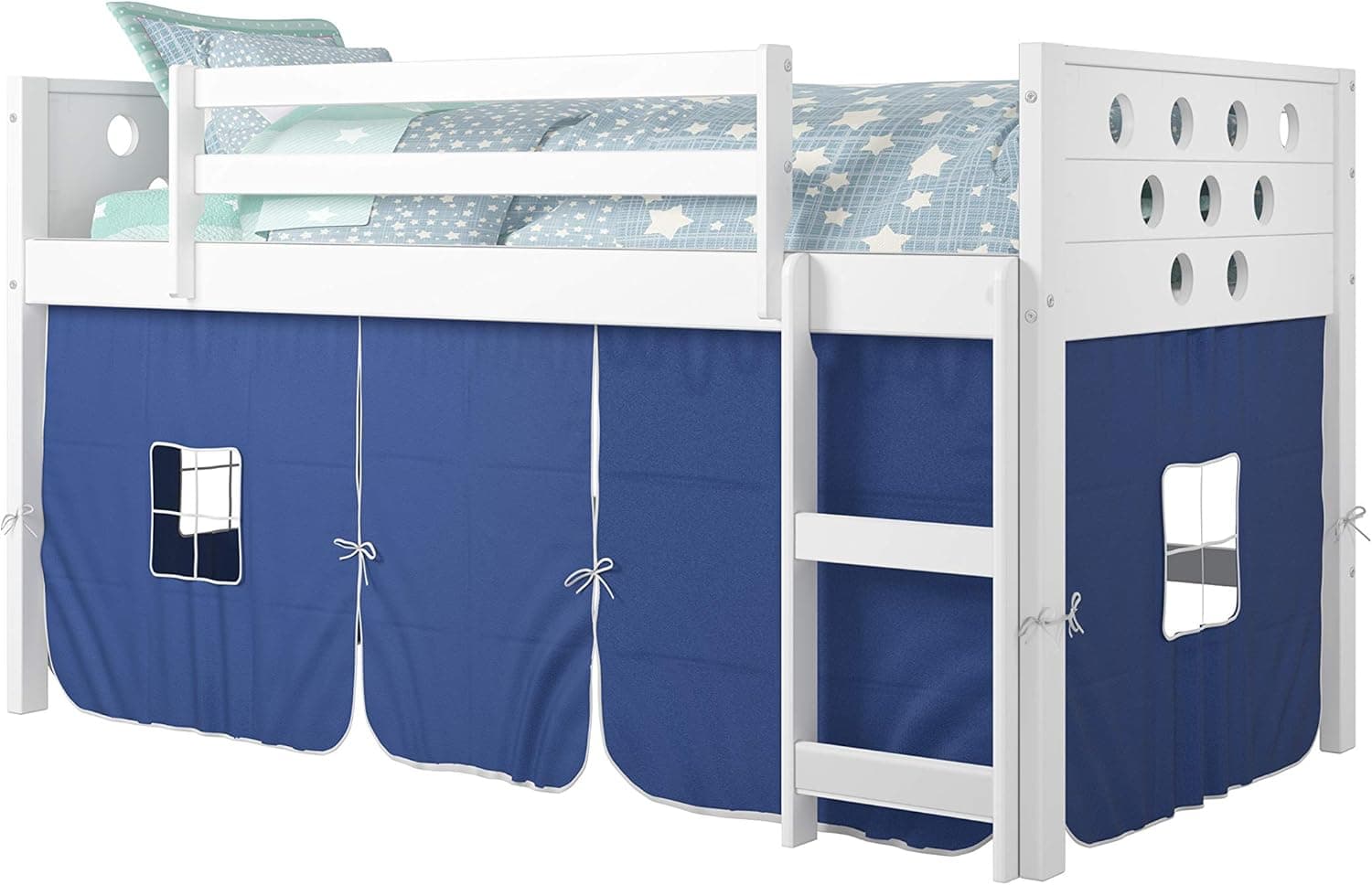DONCO KIDS Circles Low Loft Bed, Twin, White