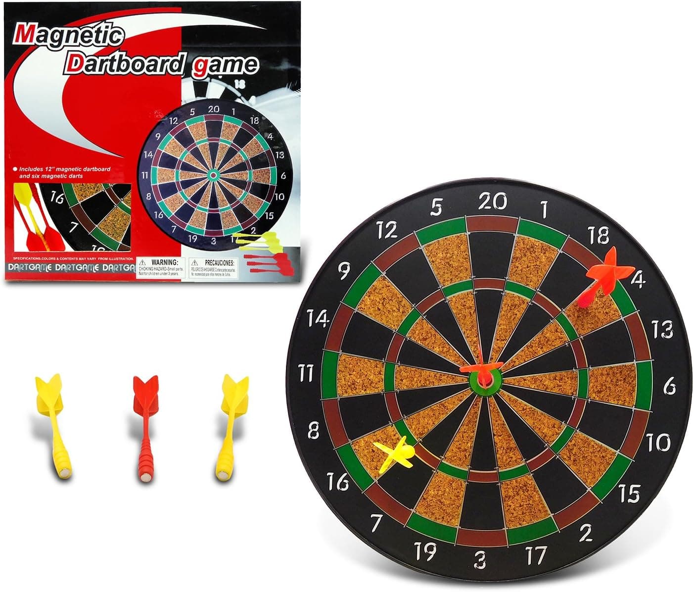 Pro Sport Magnetic Dartboard Toy Game w/ 12" Magnetic Dartboard, 6 Magnetic Darts