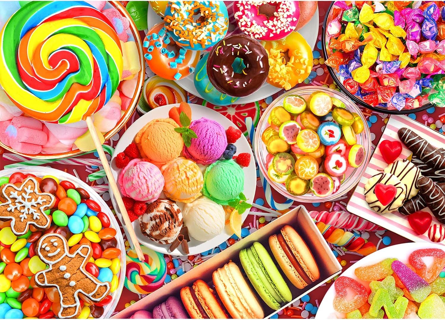 Jigsaw Puzzles for Adults, Difficult 1000 Piece Puzzles for Adults and Teens, Colorful Candy Jigsaw Puzzles 1000 Pieces, Sweets Snacks Adult Puzzles, Intellectual Puzzle Toys for Family