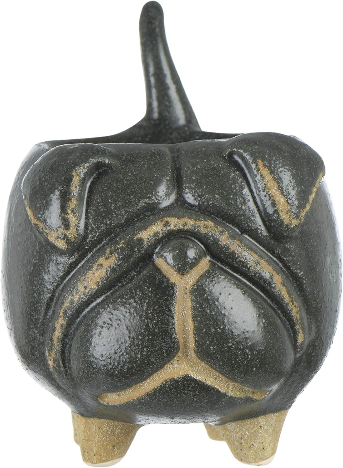 Creative Co-Op Black Stoneware Dog Holder Ring Dish