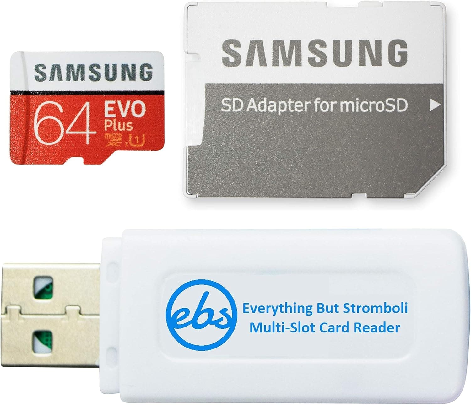 Samsung 64GB Micro SDXC EVO Plus Memory Card for Samsung Tablet Works with Galaxy Tab A7 Lite, Tab S7 FE, S7 FE 5G Series (MB-MC64) Bundle with (1) Everything But Stromboli SD & MicroSD Card Reader
