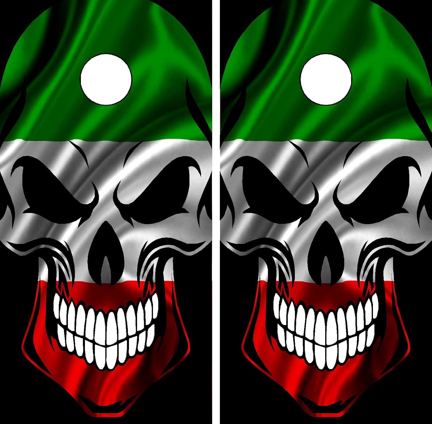 C208 Italian Flag Skull Cornhole WRAP Wraps Laminated Board Boards Decal Set Decals Vinyl Sticker Stickers Bean Bag Game Vinyl Graphic Tint Image