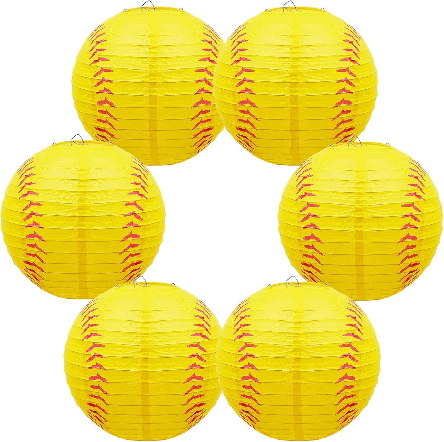 Softball Paper Lantern 8 Inches Softball Hanging Lantern Decoration Sports Ball Lantern Party Lantern Hanging Softball Lantern Decor for Sports-themed Party Festival Celebration (6)