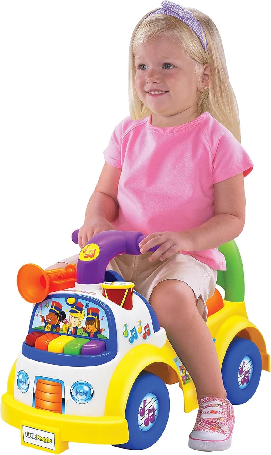 Little People Fisher-Price Music Parade Ride-On, Plays 5 Marching Tunes & Other Sounds! Perfect for Toddler Boys & Girls Ages 1, 2, & 3 Years Old - Helps Foster Motor Skills