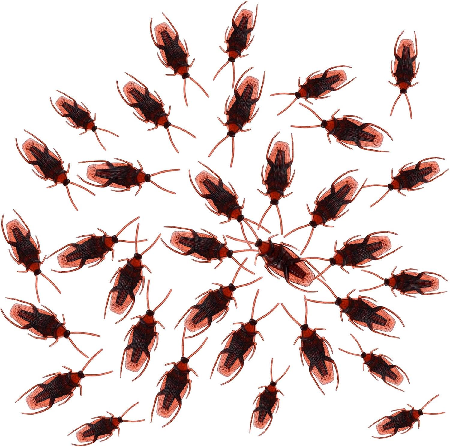 Hsei 36 Pack Plastic Cockroaches Fake Cockroaches Insect Toys Realistic Prank Roaches for Joke Trick Halloween April Fool 's Day Party Decorations