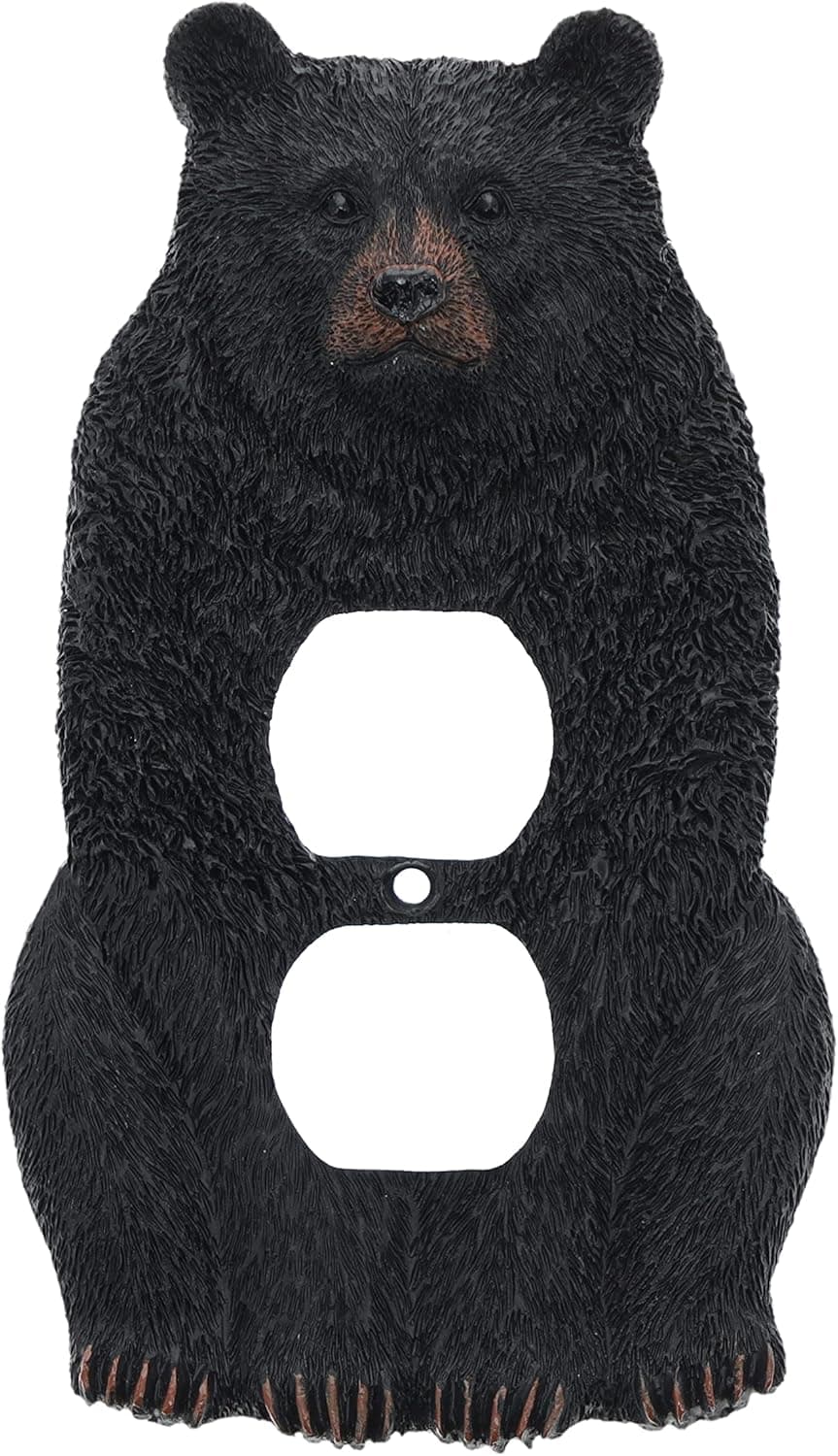 Top Brass Home Decor Large Black Bear Electrical Cover Plate - Single, Double, Rocker, Outlet (Outlet)