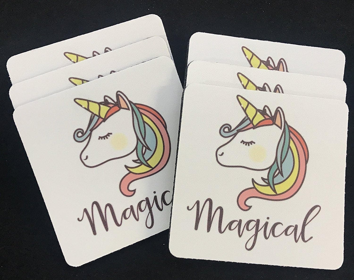 Unicorn Magical Fantasy - Coaster Set of Six - Joke Humor Gift Coasters for Drinks - Absorbent | Furniture Safe - Set of six (6 pcs) - Gifts Home Office - Quality Neoprene 3.5"x 3.5"