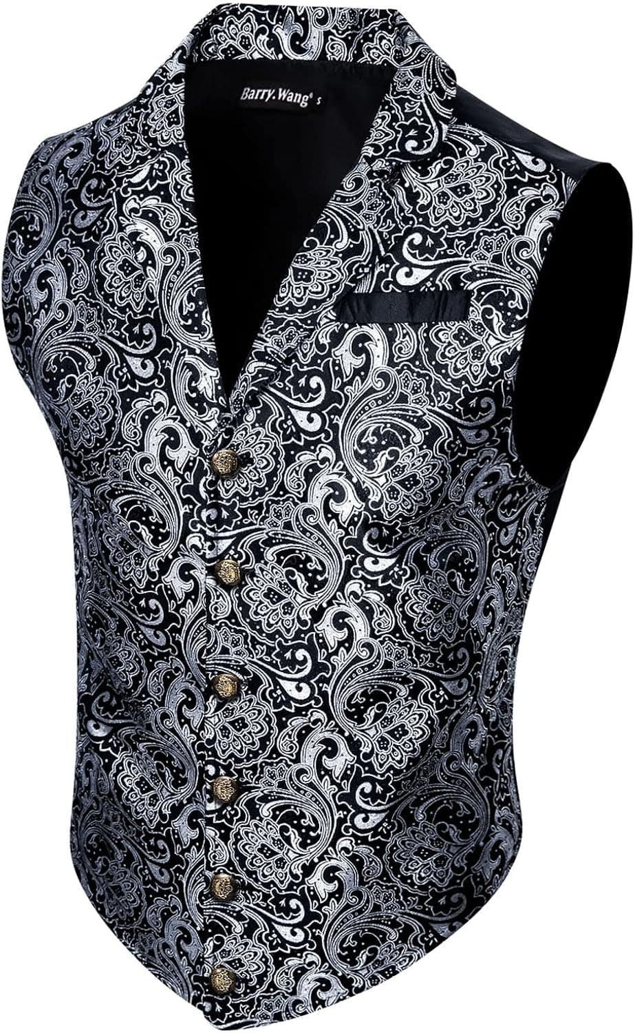Barry.Wang Mens Silk Victorian Vest Tie Set Tailored Collar Paisley Steampunk Gothic Waistcoat Formal/Leisure