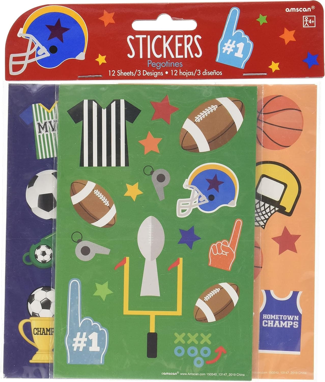 Assorted Sports Stickers | Multicolor | Party Favor |12 Sheets