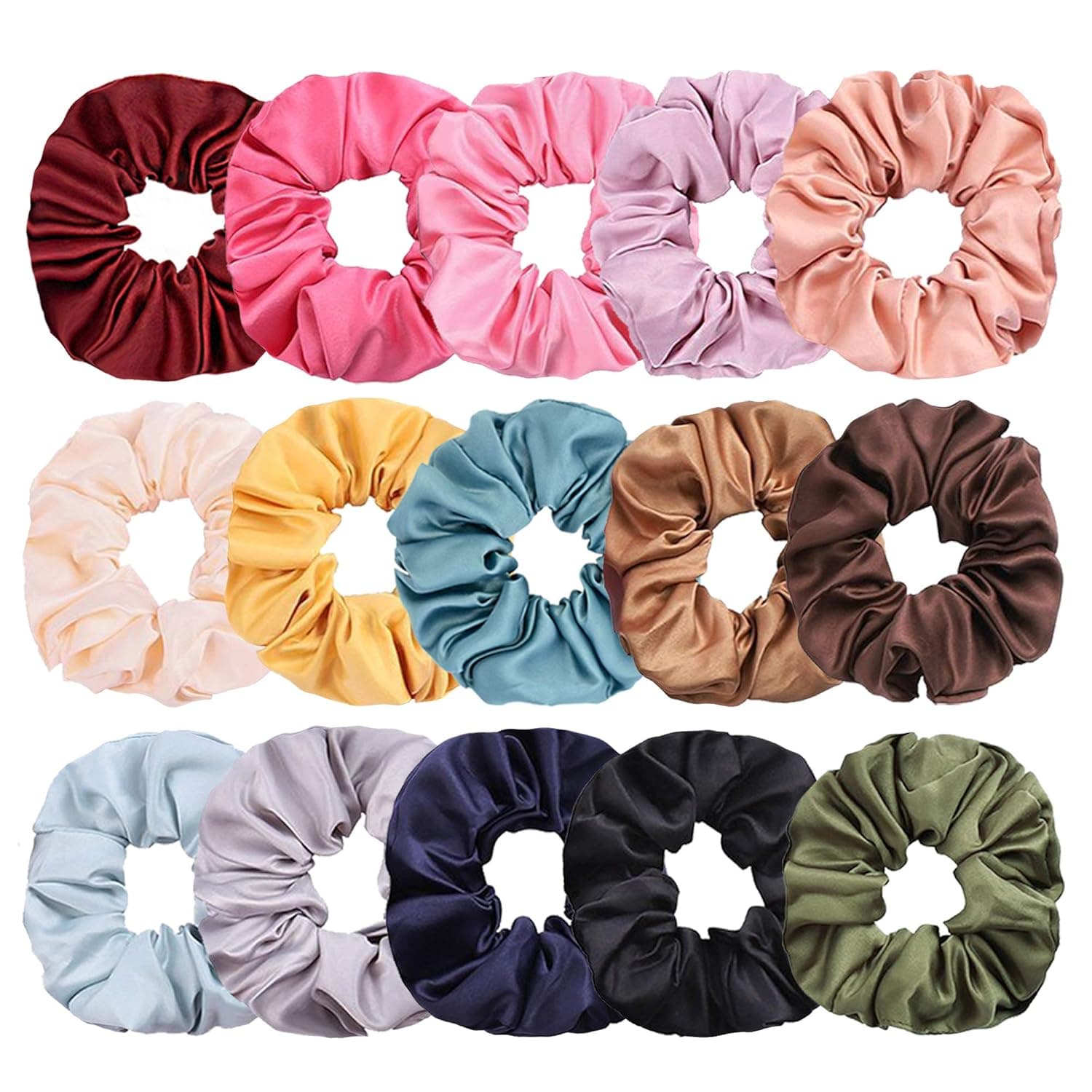 Tobose 15 Colors Large Premium Satin Hair Scrunchies Elastic Hair Bobbles Ponytail Holder Hair Scrunchy Vintage Hair Ties Accessories for Women Girls