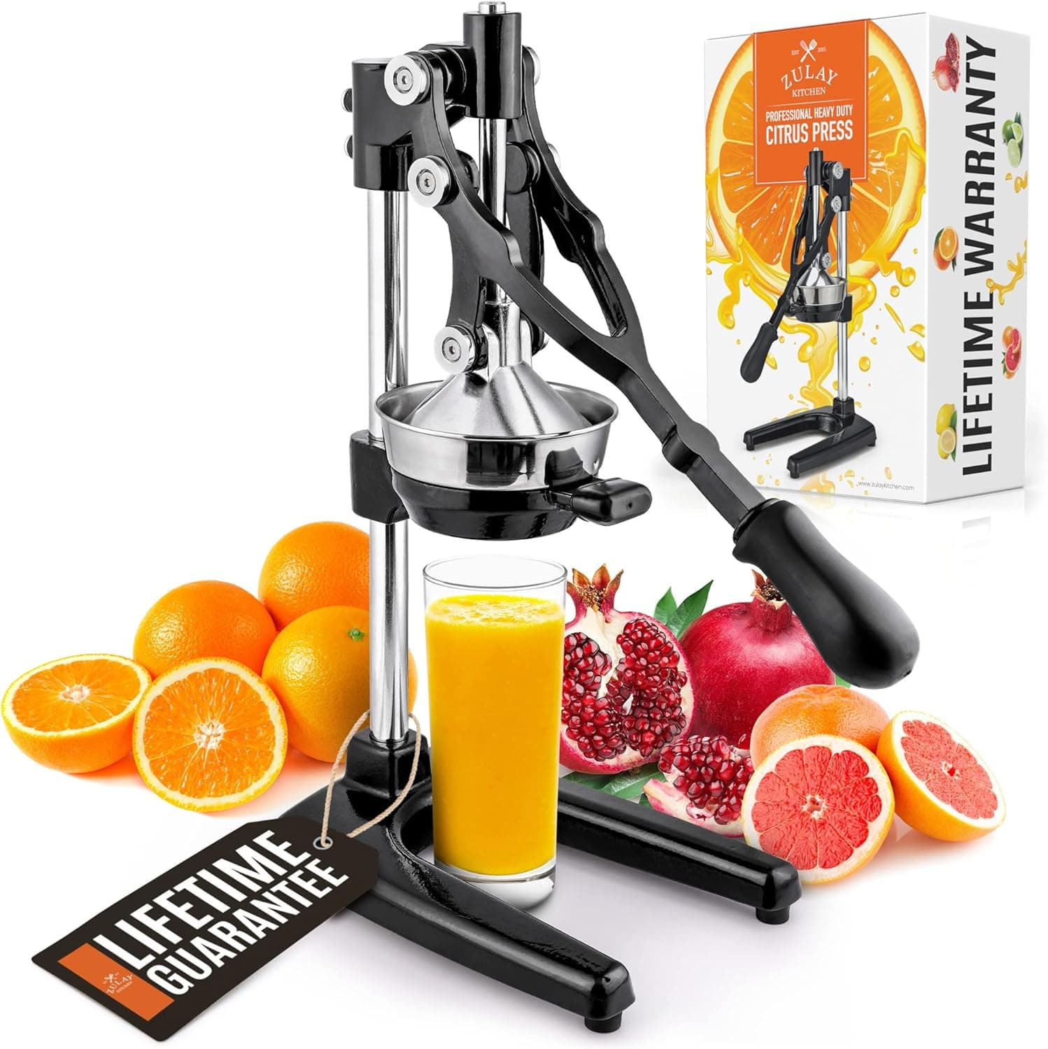 Zulay Extra Tall Citrus Press Manual Juicer - Manual Orange Juice Squeezer, Fits Tumblers, Tall Glasses and Cups - Fruit Press & Juice Press, Juice Presser Machine & Citrus Juicer Manual