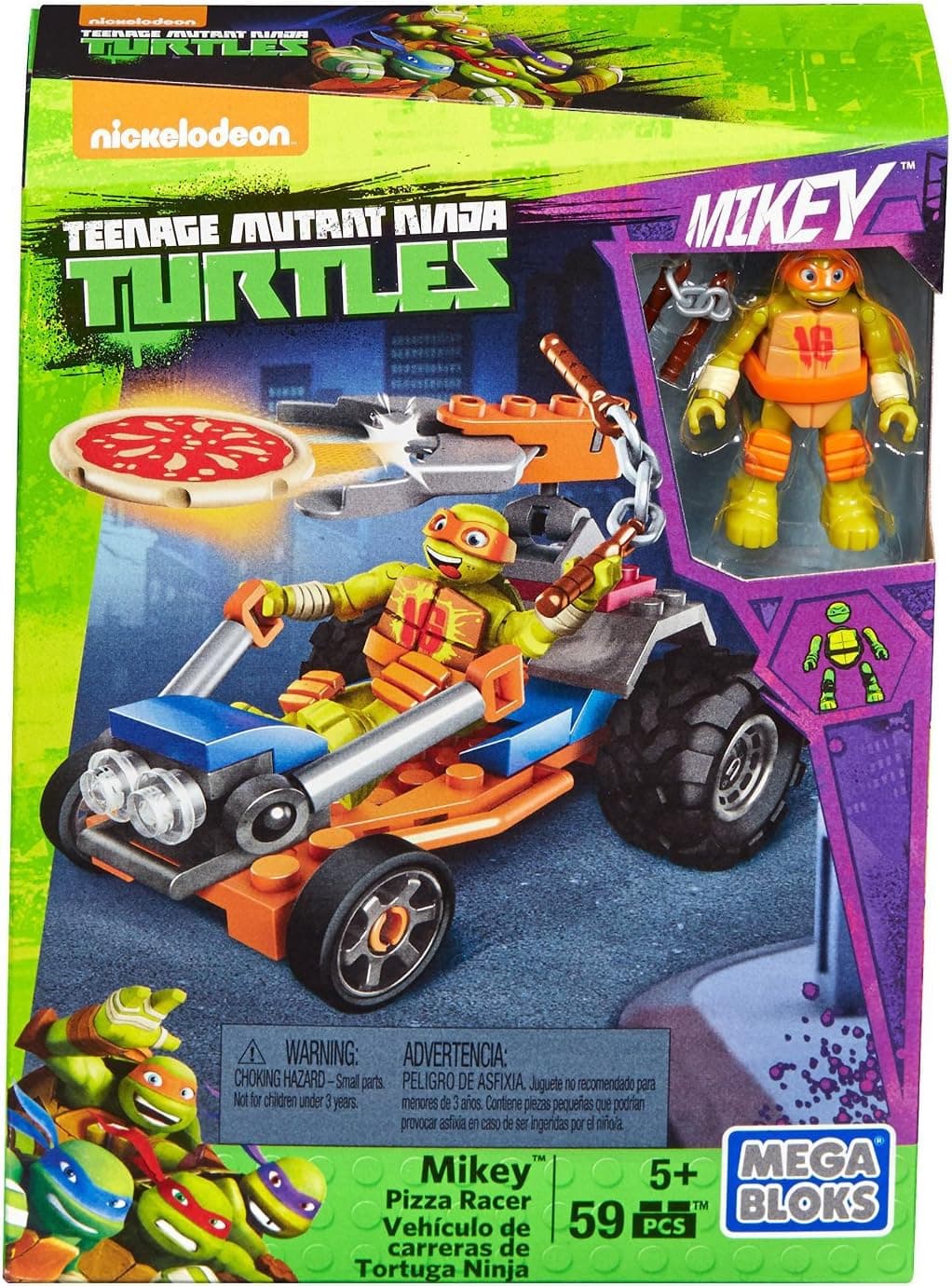 Mega Bloks Teenange Mutant Ninja Turtles Mikey Pizza Racer