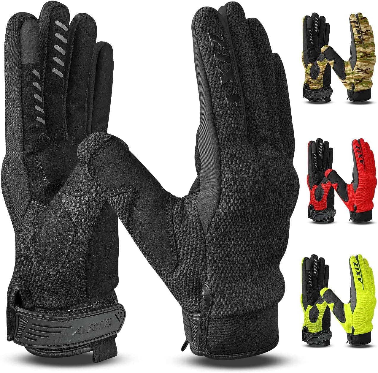 AXIZ Motorcycle Gloves for Men and Women - Touch Screen Tactical Gloves for Men, Shooting Gloves for Men - Airsoft Gloves for Paintball, Riding, Combat