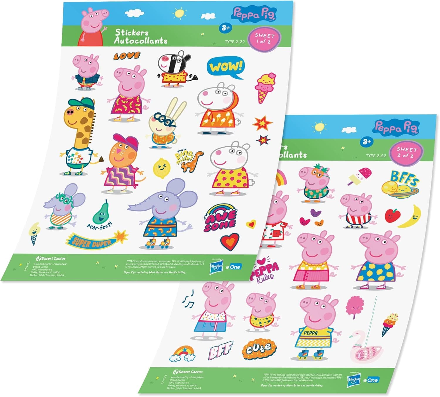 Peppa Pig Sticker - 50 Peppa Stickers Premium Vinyl Decal Made in USA for Laptop Water Bottle Car Scrapbook Decorations Birthday Favor Party Supplies (2-22)