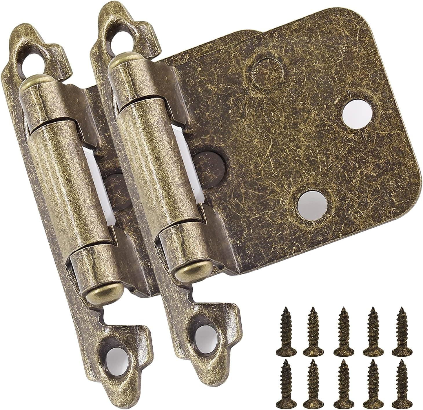 Augiimor 10 Pack 1/2" Surface Mount Cabinet Hinges, Bronze Cabinet Door Hinges Cabinet Hinge Variable Overlay for Cabinet, Kitchen (Bronze)