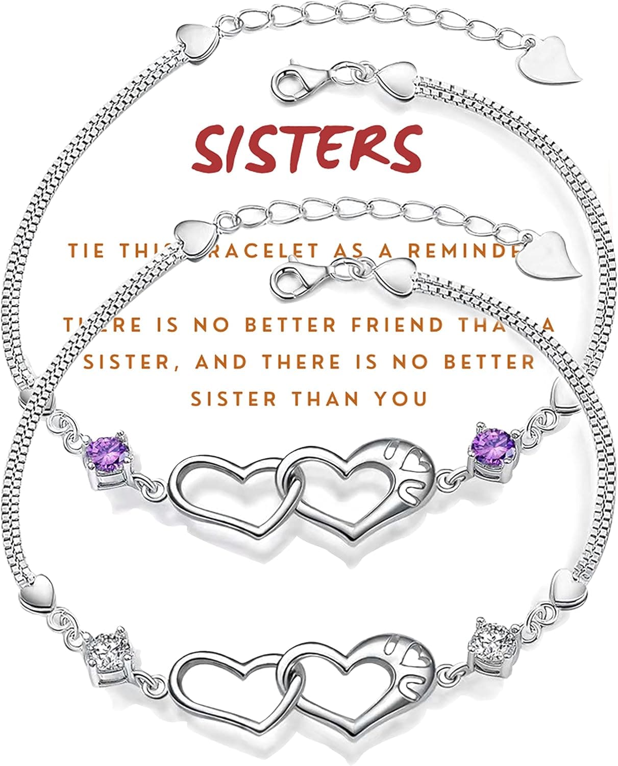 Matching bracelets for 2 sisters, Best friends bracelets, White gold plated bracelets for women, Soul sister birthday gifts for teen girls, Friendship long distance bracelets, BFF jewelry from SmileBelle