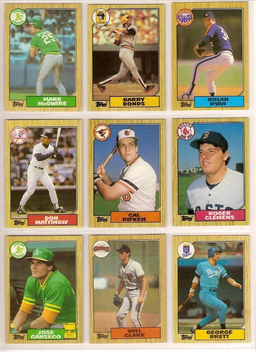 1987 Topps Baseball Complete Set (Barry Bonds Rookie) (Will Clark Rookie) (Bo Jackson Rookie) (Mike Greenwell Rookie) (Ruben Sierra Rookie) (Barry Larkin Rookie) (Raphael Palmeiro Rookie) (Pete Rose) (Roger Clemens) (Kirby Puckett) (Mike Schmidt) (Don Mattingly) (Cal Ripken) (Mark McGwire) (Jose Canseco)