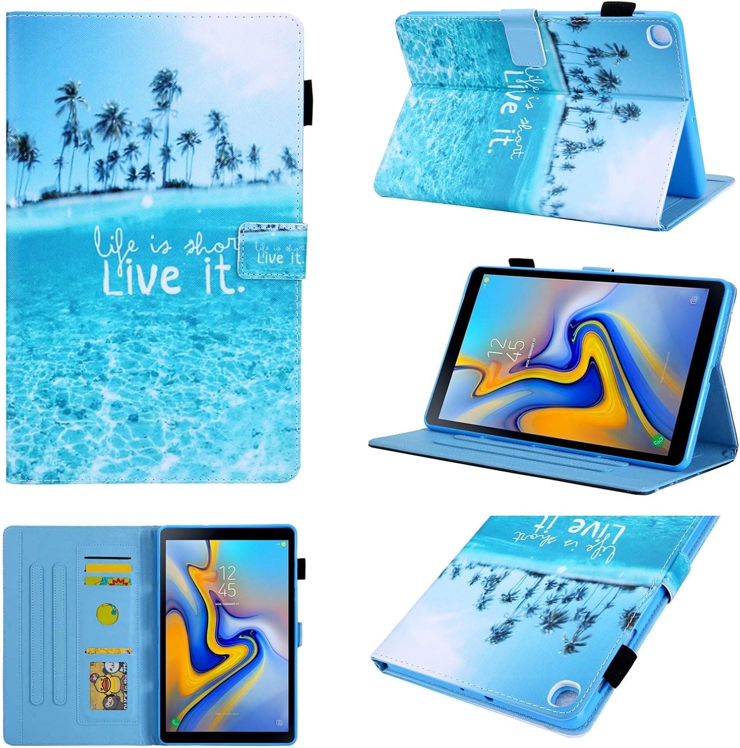 Galaxy Tab A 10.1 2019 Case,T510/T515 Case,Chgdss Full Body Protection Function Wallet Protective Case, for Galaxy Tab A 10.1 Inch Tablet Model SM-T510 SM-T515 2019 Release - Dream Beach