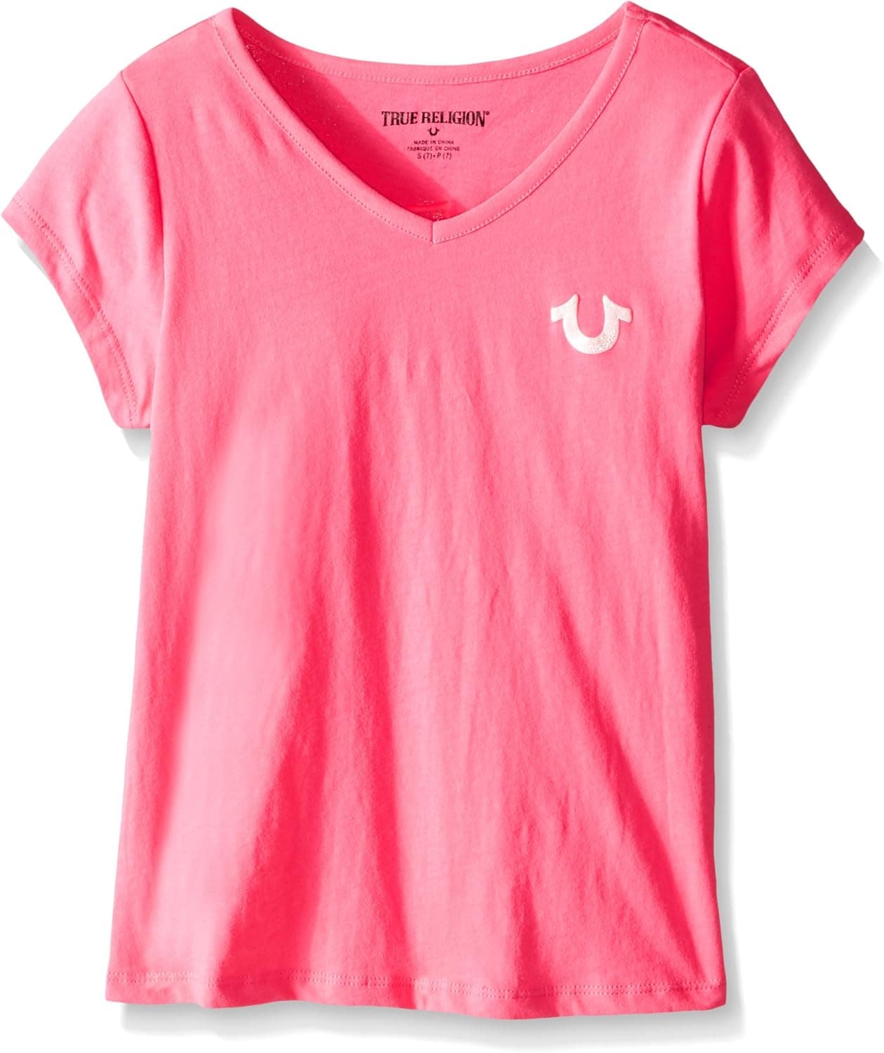 True Religion Girls' Branded Logo V-Neck Tee