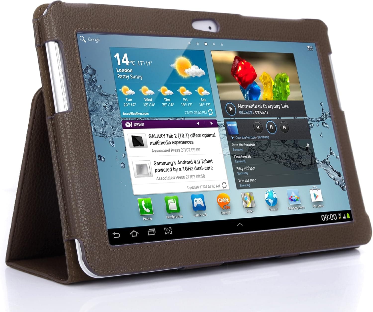 SupCase Slim Fit Folio Leather Tablet Case Cover for 10.1-Inch Samsung Galaxy Tab 2, Brown (S5113-62A-BR)