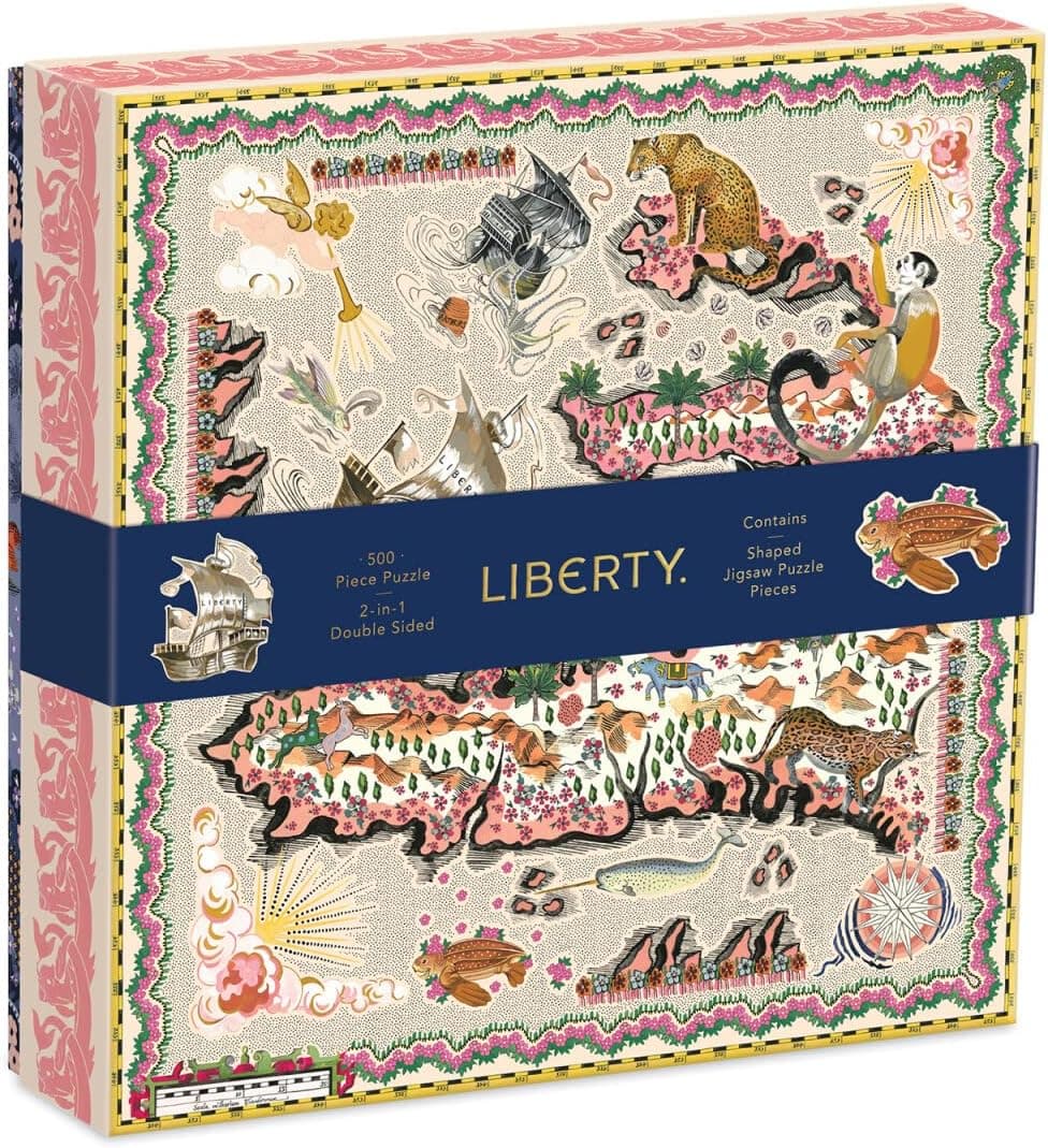 Liberty Maxine 500 Piece Double Sided Puzzle with Shaped Pieces from Galison - Featuring Liberty's Iconic Floral and Graphic Prints and 15 Uniquely Shaped Jigsaw Pieces, 20" x 20", Unique Gift Idea