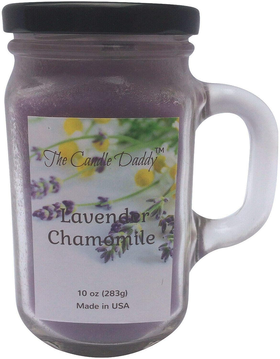 The Candle Daddy Lavender Chamomile Candle 10 oz Glass Mason jar - 80 Hour Burn time - Poured in Small batches in The USA