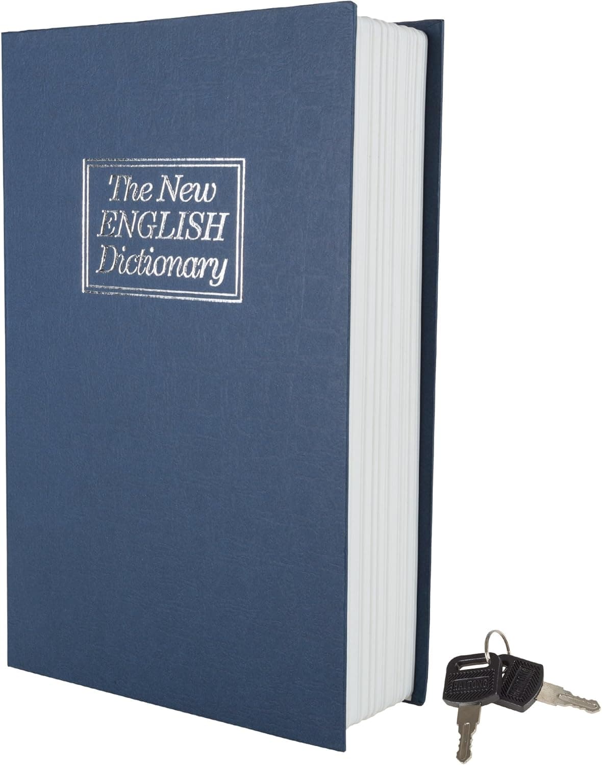Book Safe with Key – Portable New English Dictionary Hidden Mini Safe Great for Traveling, Storing Money, Jewelry, and Passports by Stalwart (Blue)
